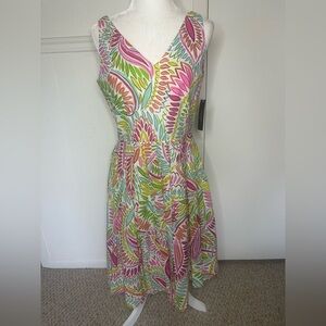 Tahari multi color  A-Line V-Neck Sundress size 8 new